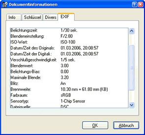 EXIF Data Dialog