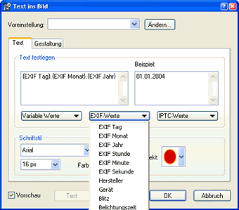Show EXIF Data in the image