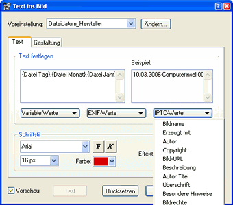 Show IPTC Data in the image